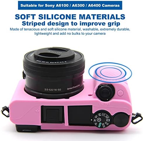 Side profile of Easy Hood silicone skin for Sony A6300 showing port access