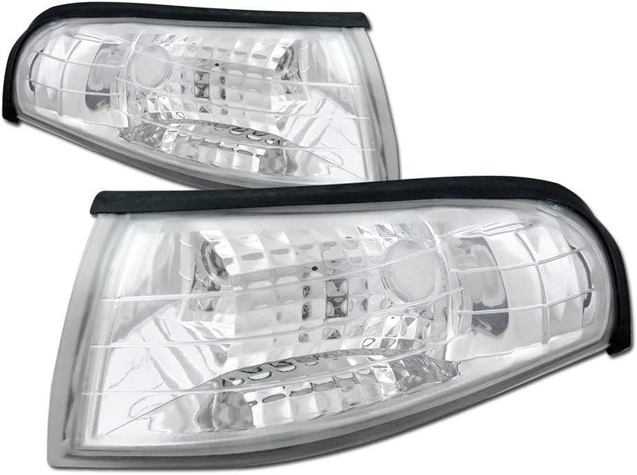 Vision-Technology Ford Mustang chrome clear corner turn signal lights front view