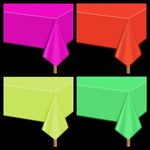 APUXXJUPA neon glow table cloths front view showing 4 multi color packs