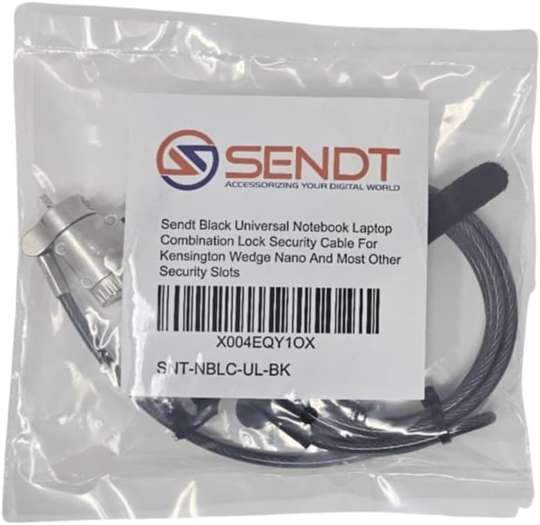 Sendt cut resistant steel laptop lock head displaying universal compatibility with nano and wedge slots.