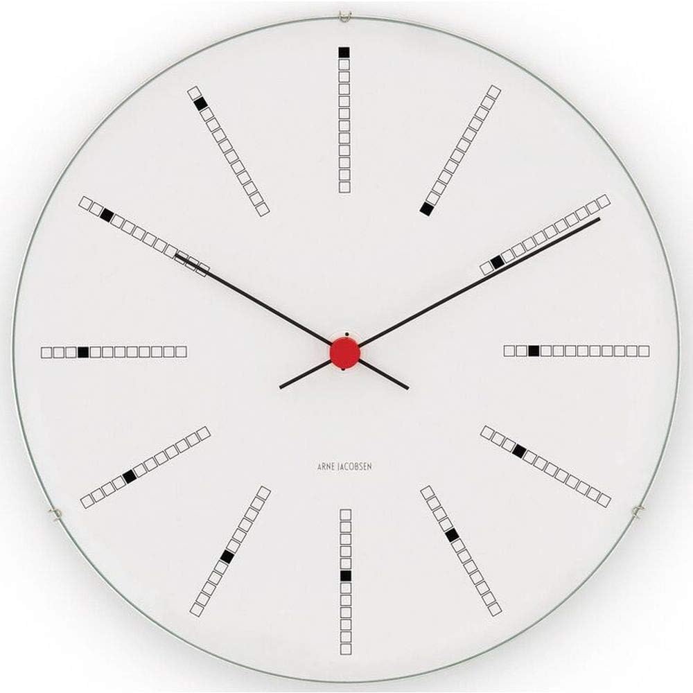 Arne Jacobsen Bankers Wall Clock White/Black/Red Diameter 18.9 in - Image 1