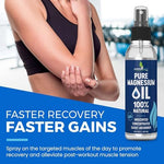 Pure unscented magnesium oil spray bottle on a clean background.