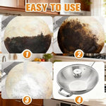 Using included brush to apply Aderpmin cleaning paste to pan
