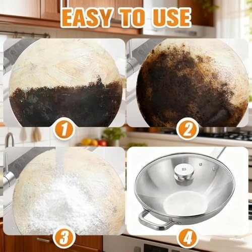 Using included brush to apply Aderpmin cleaning paste to pan