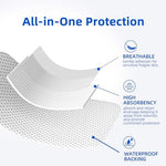 Niceful sterile absorbent wound dressing pad applied on skin showing adhesive border.