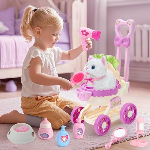 G.C electronic cat set components including stroller and toys