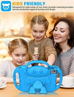 Blue kid friendly EVA foam case with dual side handles and attached nylon shoulder strap