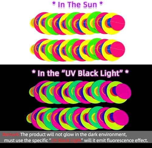Authentic USA imported glow in the dark party decorations pack arranged flat to display all six pieces.