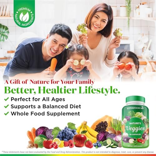 Superfood MD vegetarian health supplement showcasing the clean gluten-free ingredients list