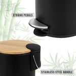 Sidianban small waste bin highlighting natural bamboo lid texture