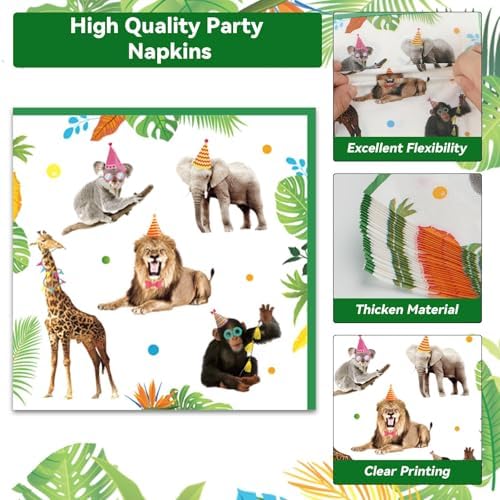 Full 96 piece safari birthday party supply kit