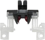 Clear frame and black lever of the Andis clipper blade drive assembly showing installation screws