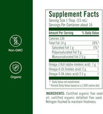 Flora flax oil bottle showing organic and non-GMO labels