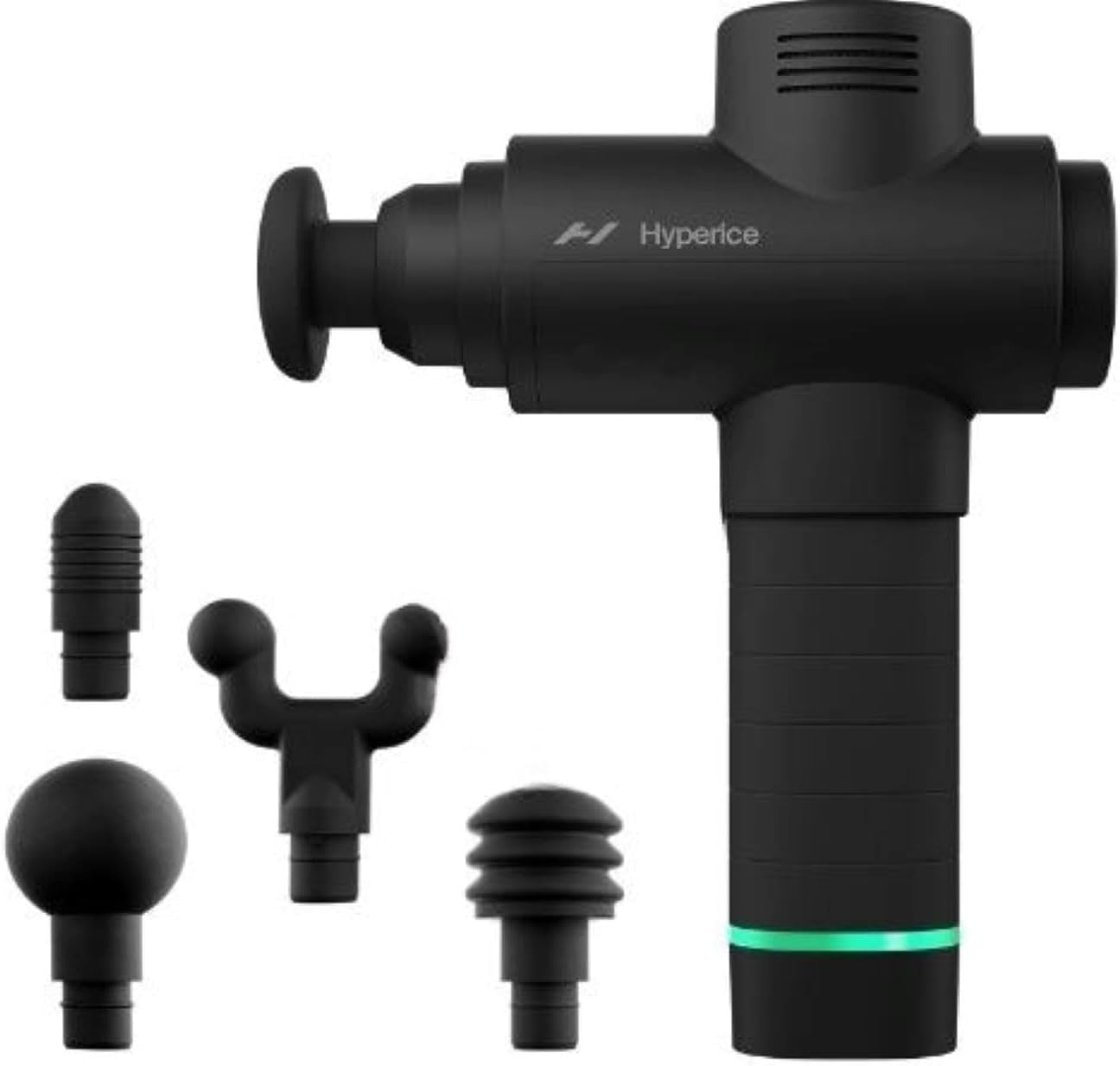 Hyperice Hypervolt 2 Black handheld percussion massage gun front view showcasing ergonomic handle design.