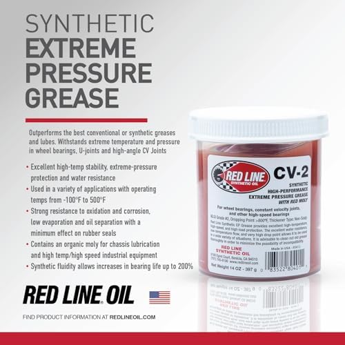 Side view of Red Line CV-2 grease container with specifications