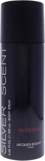 Jacques Bogart Silver Scent Intense Body Spray front view featuring the black container design.