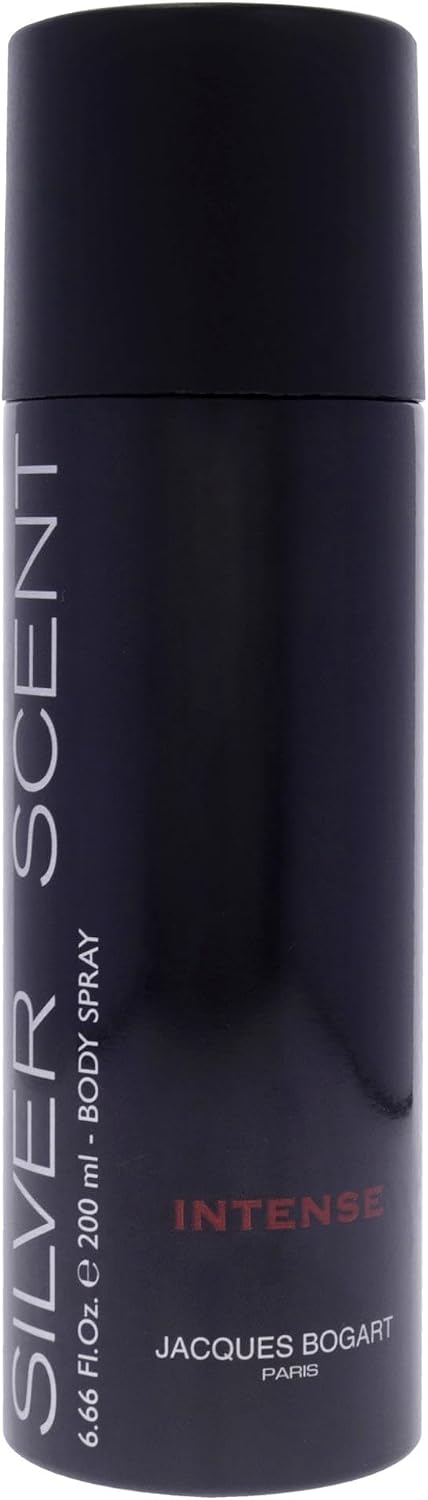 Jacques Bogart Silver Scent Intense Body Spray front view featuring the black container design.