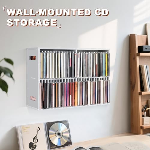 Close up of the Sanfurney premium PVC foam board compartments with CD jewel cases partially visible for quick browsing.