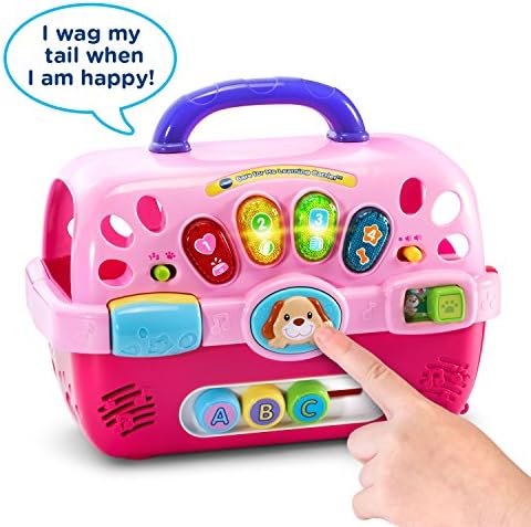 Toddler learning toy carrier side view showing the sliding alphabet beads and roller.