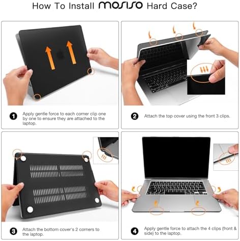 MOSISO four in one protection set showing matching color silicone keyboard skin overlay.
