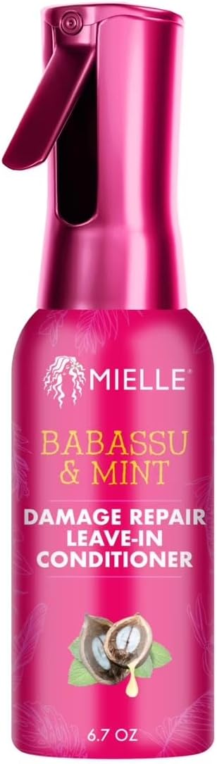 Mielle Organics Babassu And Mint Damage Repair Leave In Conditioner front view premium hair care spray