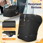 Close up of Yorepek bag white zippers and handle with care tag
