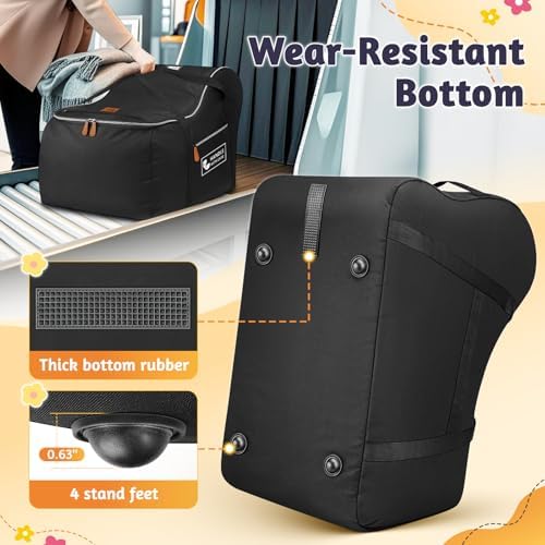 Close up of Yorepek bag white zippers and handle with care tag