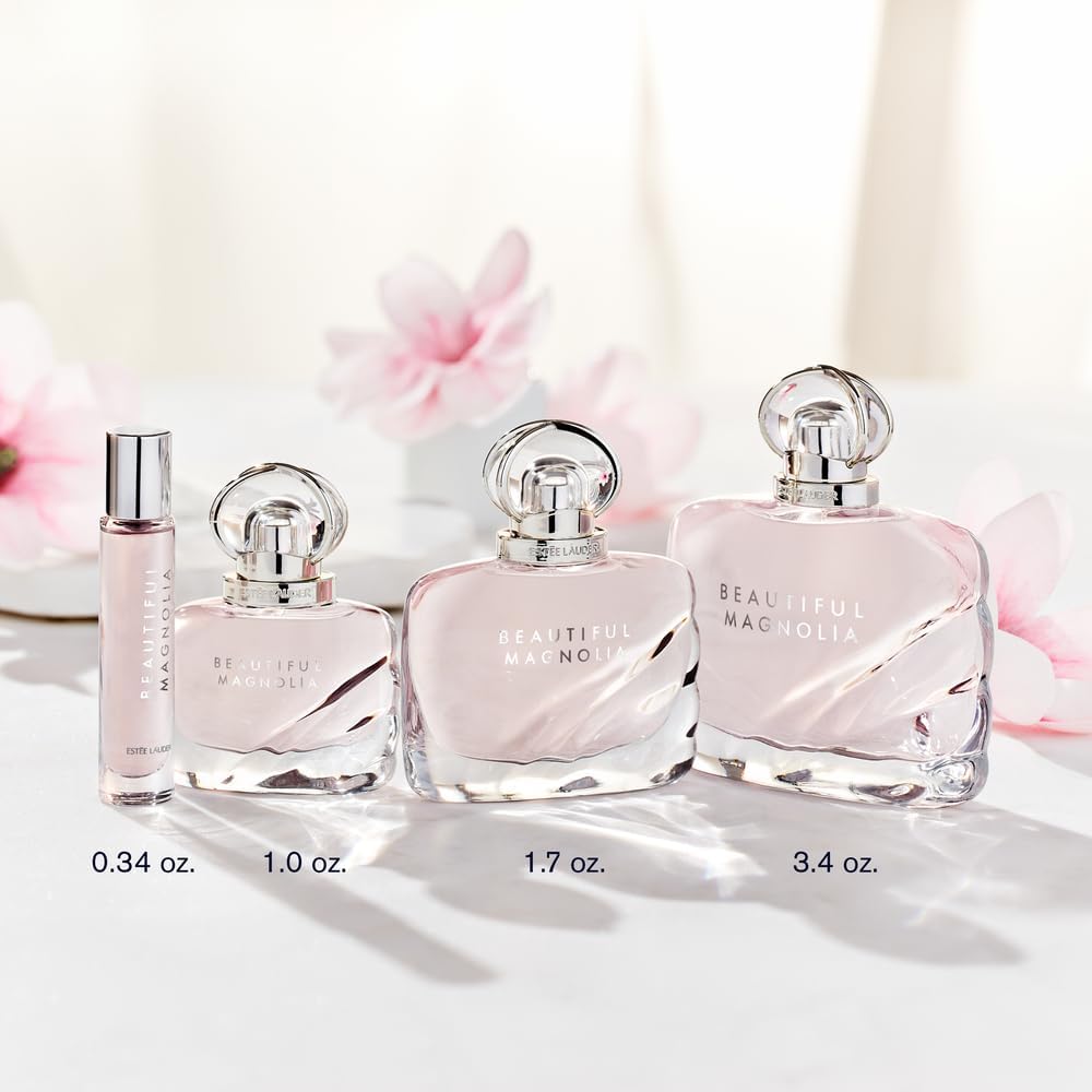 Authentic Estée Lauder Beautiful Magnolia perfume vial highlighting ten milliliter fluid volume.