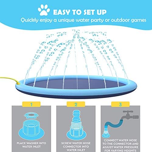 Golden retriever happily splashing inside the Flyboo inflatable water play mat
