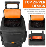 Rear view of speaker storage sleeve showing access to power plug inputs