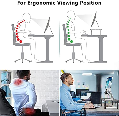 WALI ergonomic monitor riser displaying the non slip rubber pads on the bottom of the stand feet.