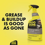Goo Gone fume free foaming kitchen degreaser spray bottle sitting on a kitchen counter.