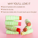 Pixi nourishing lip treat packaging highlighting the hyaluronic acid and shea butter ingredients.