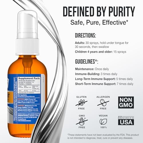 Sovereign Silver amber glass spray bottle showing fine mist nozzle for oral administration