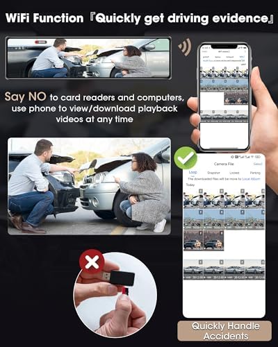 Touchscreen interface of Jelkuz 4K rear view mirror camera