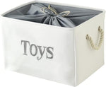 INough Toy Storage Box front view showing drawstring top and rope handles