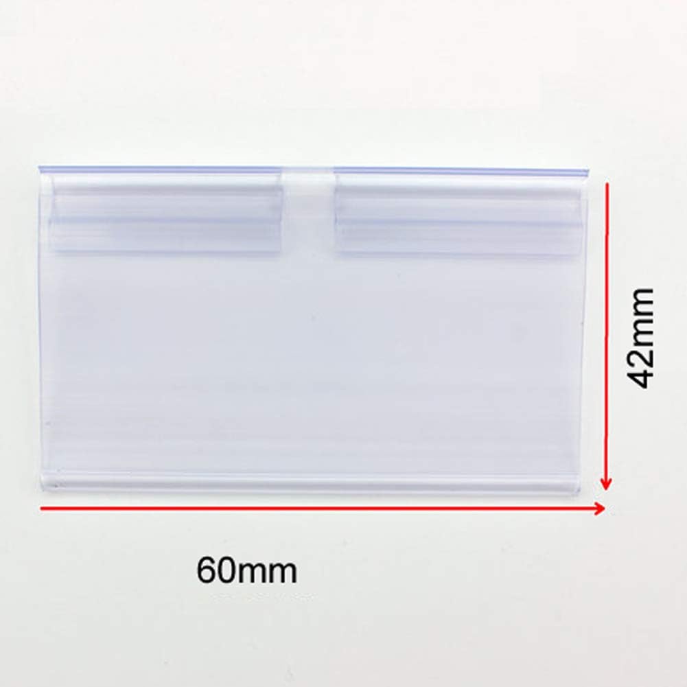 100Pcs Clear Plastic Wire Shelf Price Label Holder Retail Price Tag Label Card Holder Merchandise Sign Display Holder for Retail Store Supermarket Mall Price Display, 60 x 42MM - Image 7