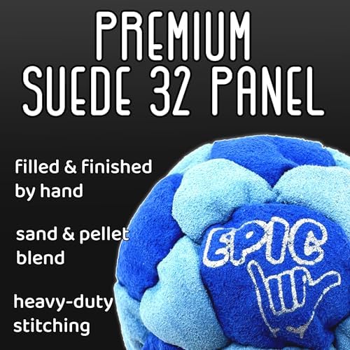 Premium suede hacky sack ball by Epic Hacky Saks demonstrating its soft pliable exterior texture