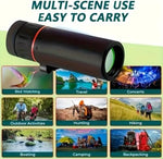 Handheld portable mini monocular for adults showing the compact pocket size and textured rubber grip