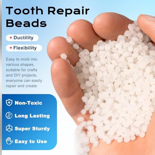 Close up of moldable dental beads for tooth repair
