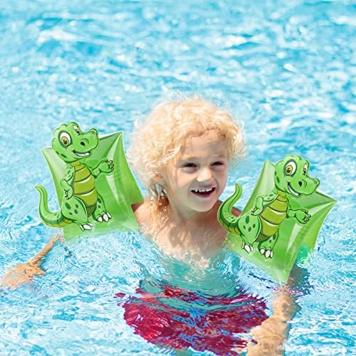 Kids wearing Skylety colorful cartoon swim armbands