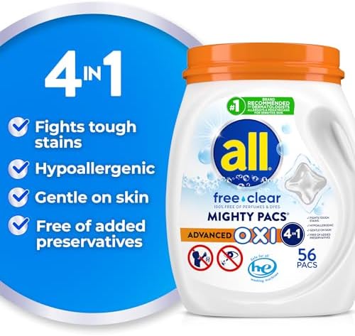All laundry detergent pacs with Oxi stain removers for brightening fabrics