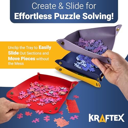 Kraftex jigsaw piece sorter showing a tray unsnapped flat to function as a convenient piece scoop.