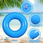 Set of blue inflatable swim rings for adults floating in pool