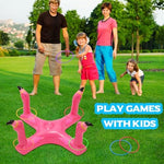 Inflatable shark and flamingo ring toss game set for outdoor summer parties