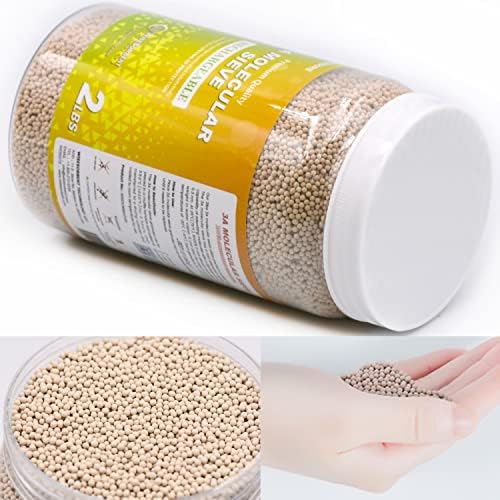 Reusable moisture absorber beads in wide mouth plastic storage container