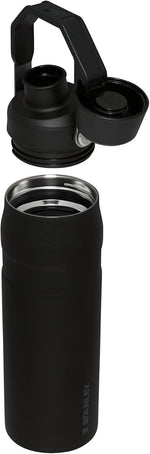 Side angle profile of the lightweight Stanley AeroLight bottle highlighting the integrated cap holder handle.