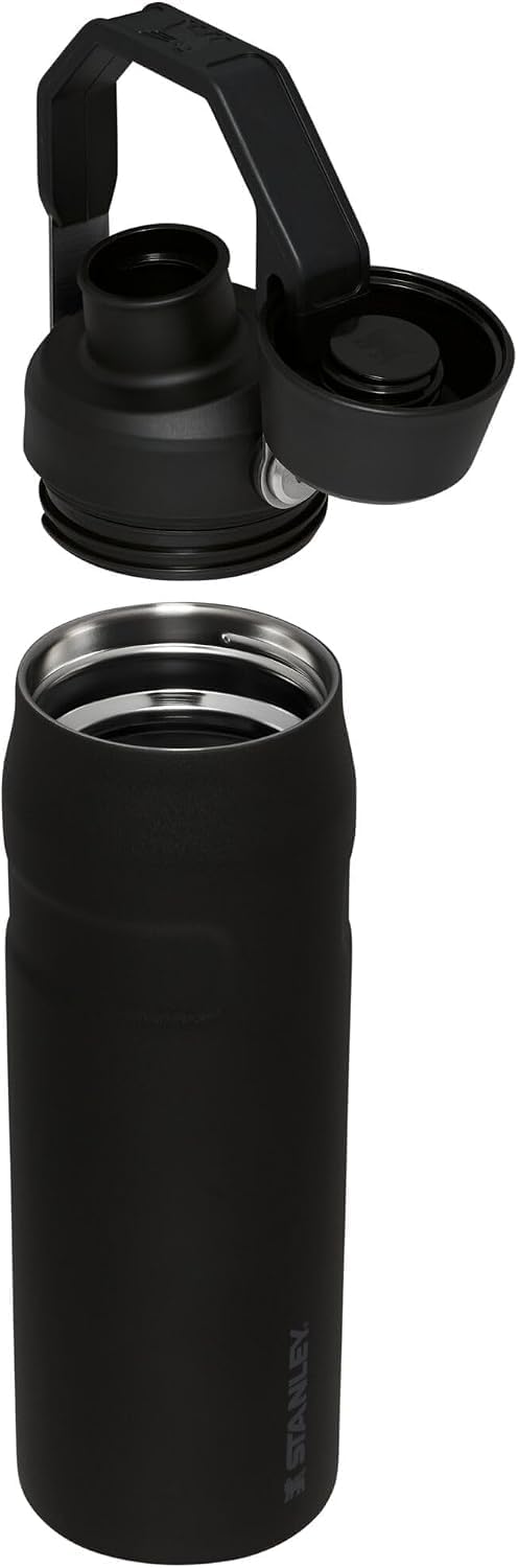 Side angle profile of the lightweight Stanley AeroLight bottle highlighting the integrated cap holder handle.