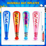 Close up of colorful inflatable baseball bats with POW design