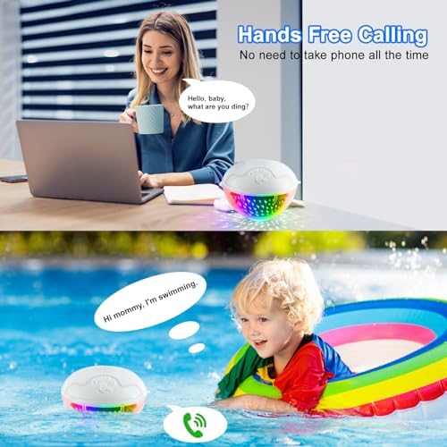 Blufree flamingo themed waterproof speaker package contents and charging cable.